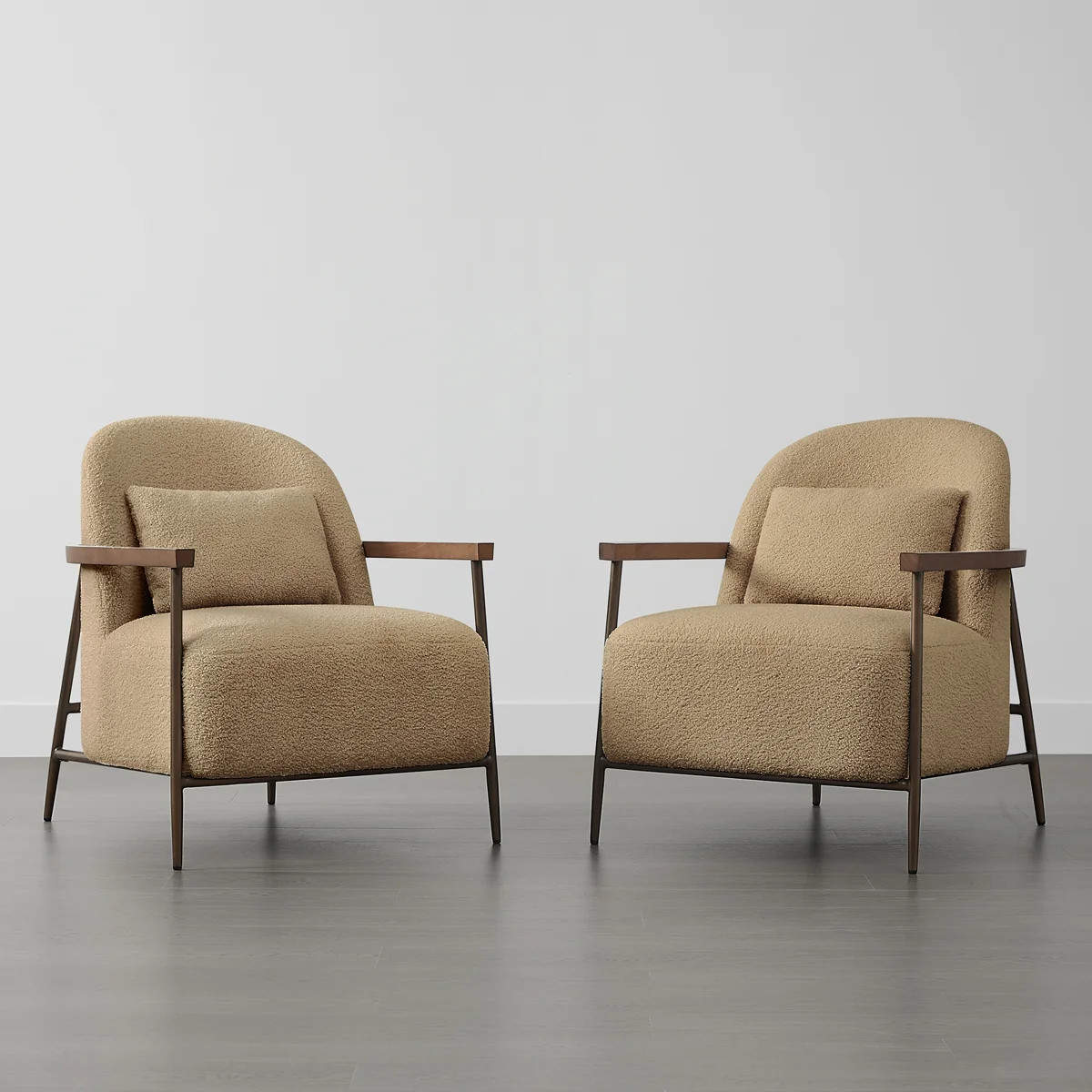 Mariona Faux Sherpa Upholstered Accent Chair with Lumbar Pillows (Set of 2) | Wayfair North America