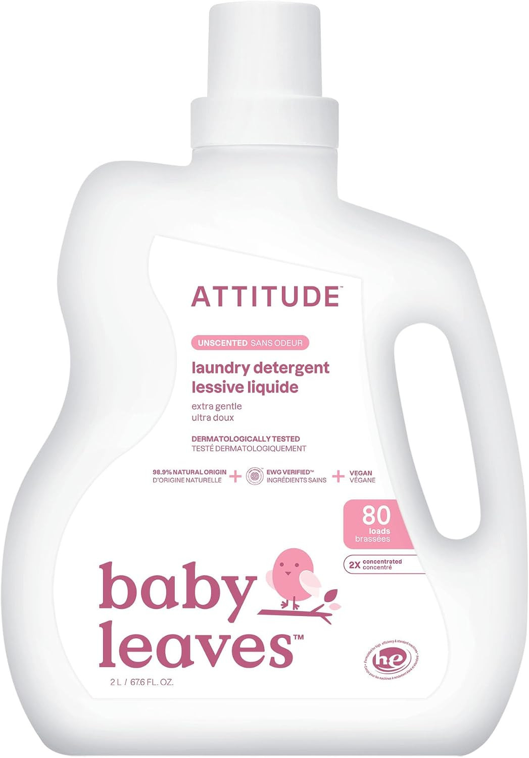 ATTITUDE Baby Laundry Detergent, EWG Verified Plant-Based Liquid, Unscented Baby Clothes Wash, HE... | Amazon (US)
