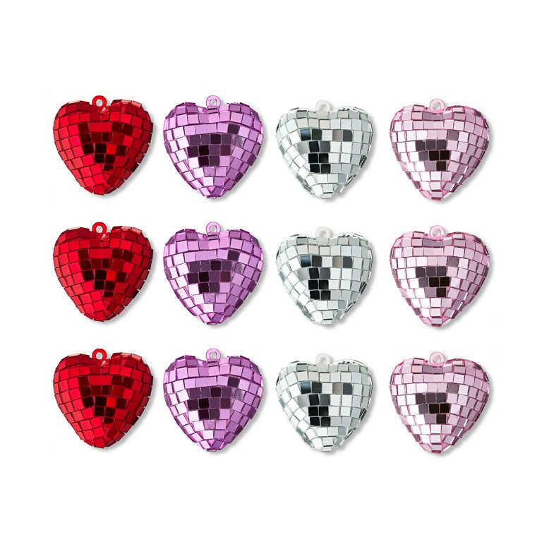 Valentine's Day Multicolor Disco Ball Hearts, 12 Count, by Way To Celebrate | Walmart (US)