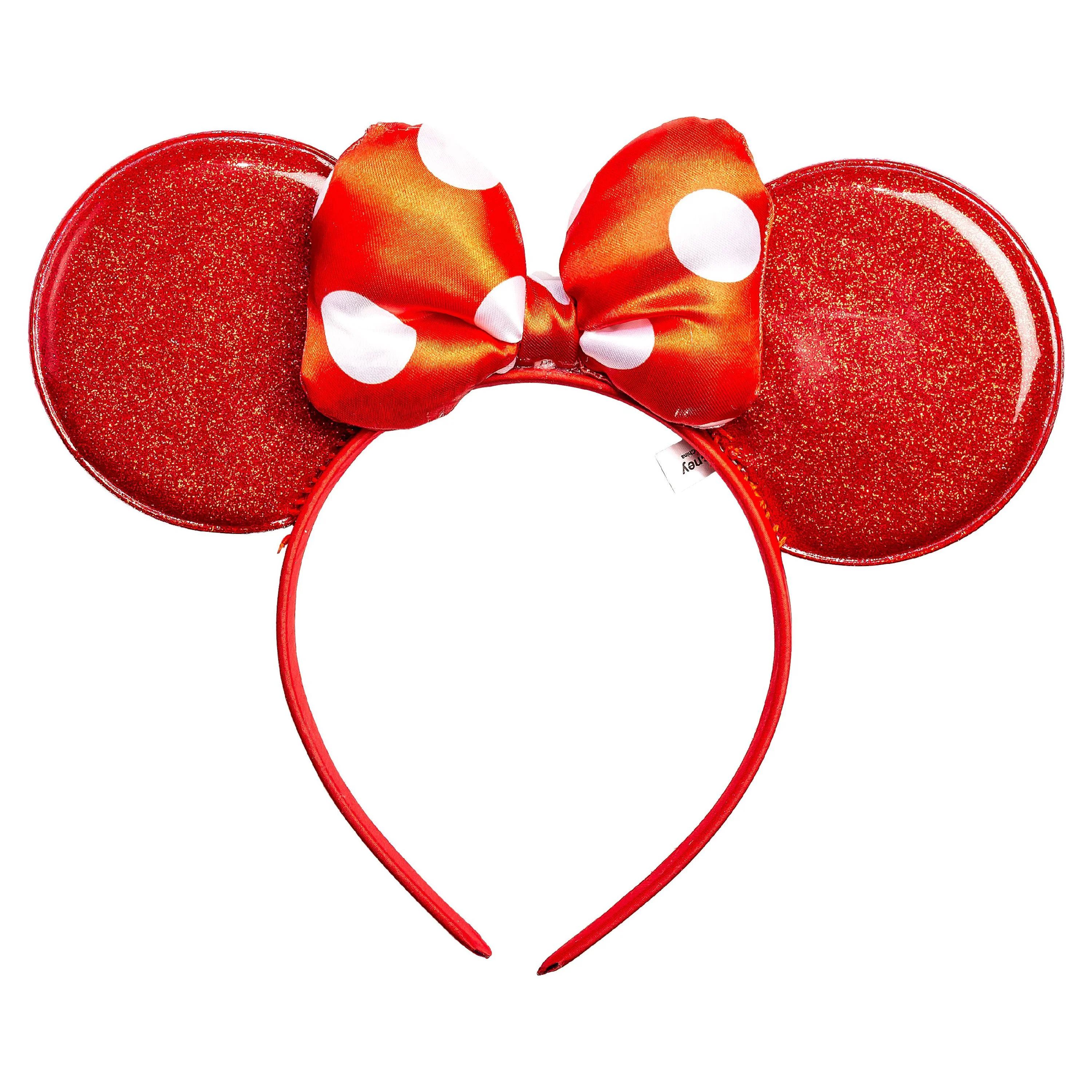 Minnie Mouse Girl's Red Glitter Bow Ears Headband | Walmart (US)
