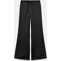 Zara - Satin Trousers With Drawstrings - Black - S - Woman | Zara UK