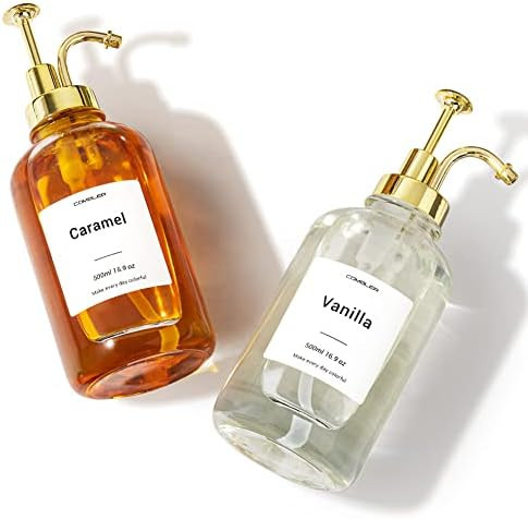 Combler Coffee Syrup Dispenser for Coffee Bar Accessories, 16.9oz 500ml Syrup Bottles 2pcs Set, G... | Amazon (US)