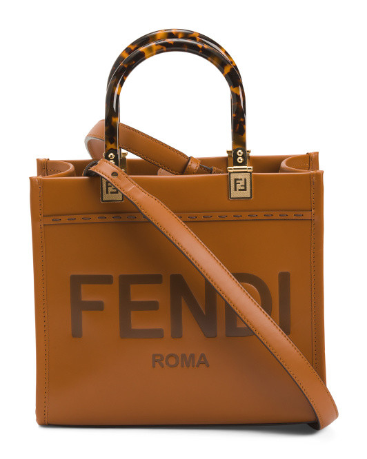 Made In Italy Leather Small Sunshine Shopper Tote With Shoulder Strap | TJ Maxx