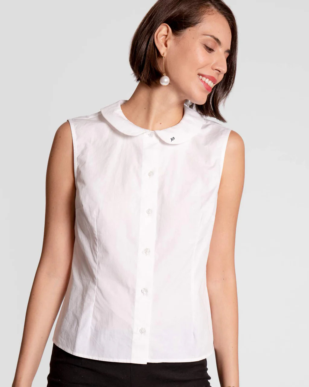 Louise Collar Cotton Shell White | Frances Valentine