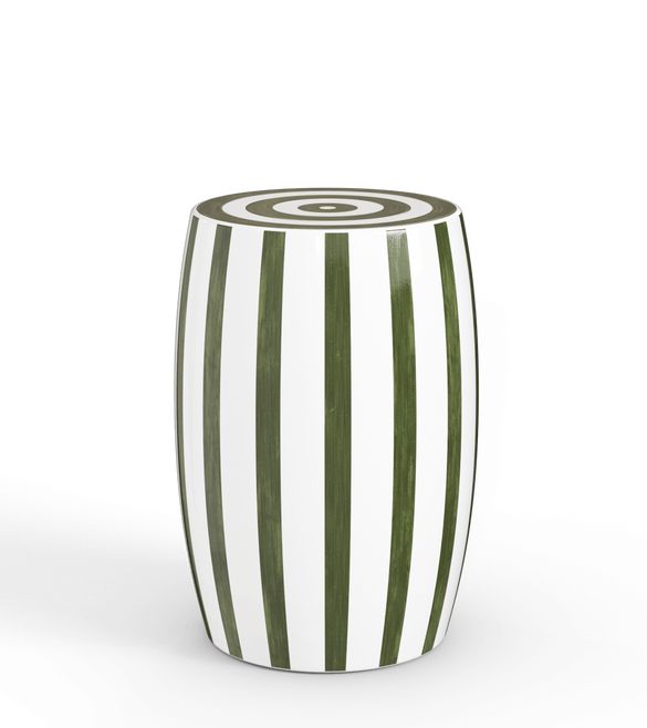 Rander Ceramic Stool - Spruce/White | OKA US