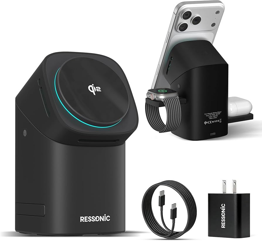 3 in 1 Wireless Charging Station for Apple & Samsung, Qi2 Certified 15W Fast Magnetic Wireless Ch... | Amazon (US)