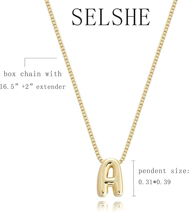 Bubble Letter Necklaces for Women,Dainty Letter Necklace 14k Gold Plated Balloon Letter Pendant N... | Amazon (US)