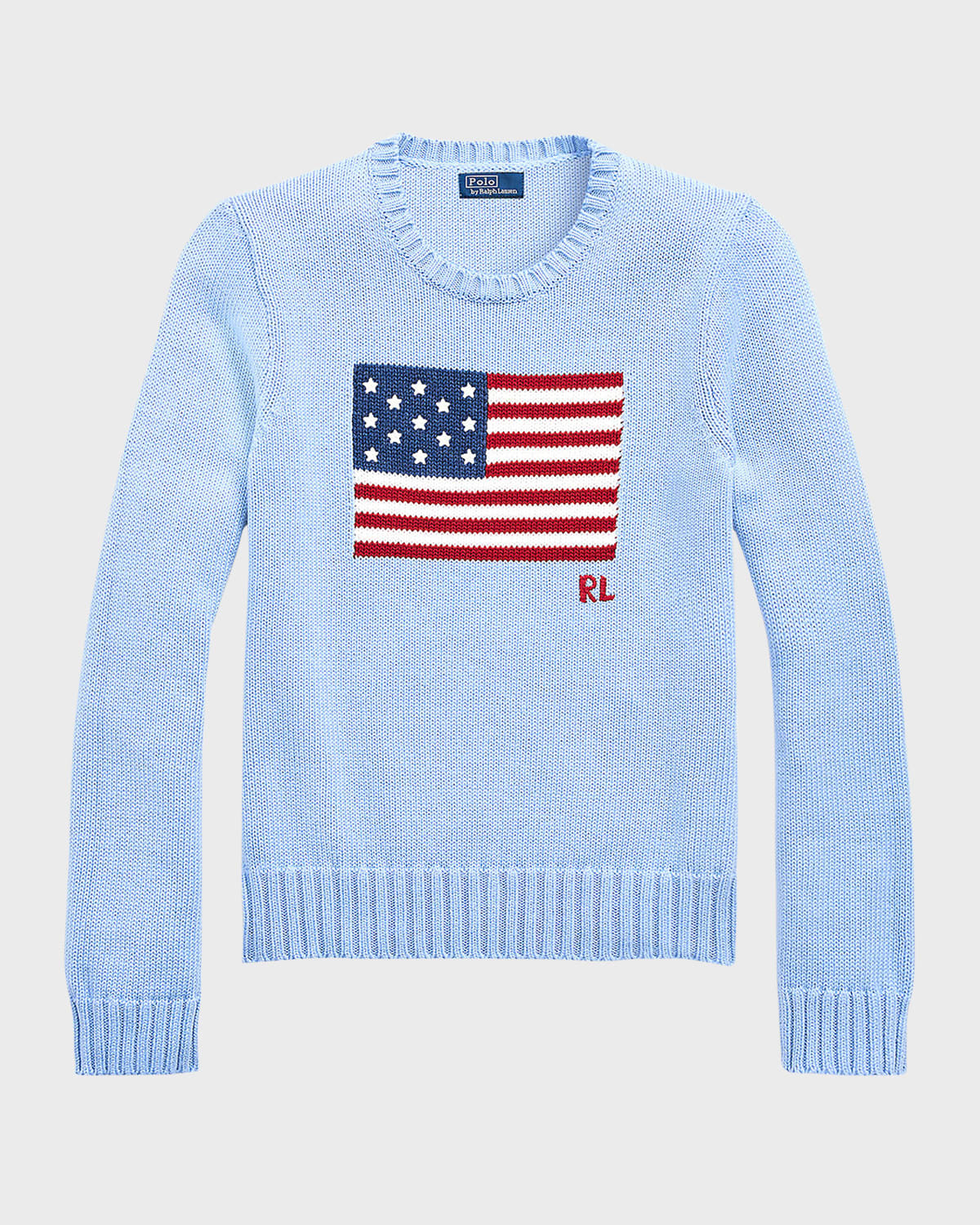 Flag Cotton Crewneck Sweater | Neiman Marcus
