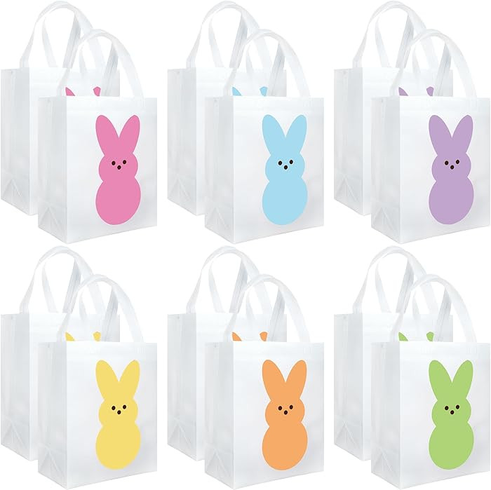 Augisteen 12 Pcs Bunny Non-Woven Gift Bags Reusable Easter Tote Treat Bags Bunny Bag Basket Conta... | Amazon (US)