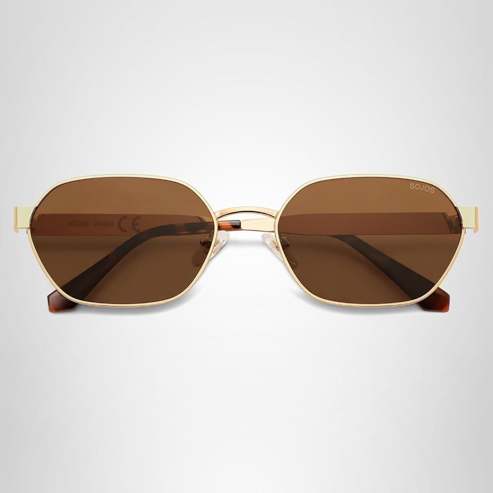 SOJOS Trendy Polarized Hexagon Sunglasses for Women Men, UV400 Retro Rectangle Shades SJ1238 | Amazon (US)