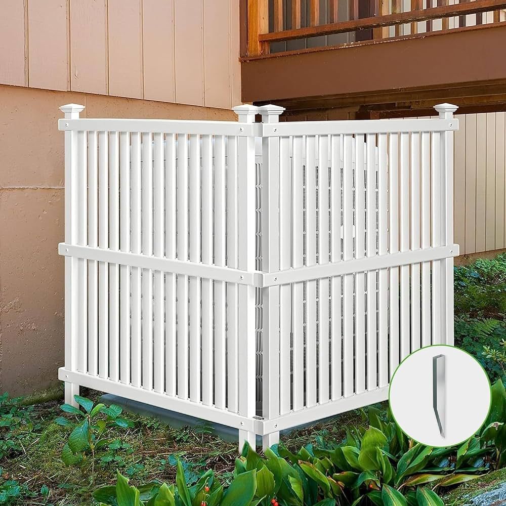 Air Conditioner Fence Panels, Privacy Fence for Outside Privacy Screens Trash Can Enclosure Vinyl... | Amazon (US)