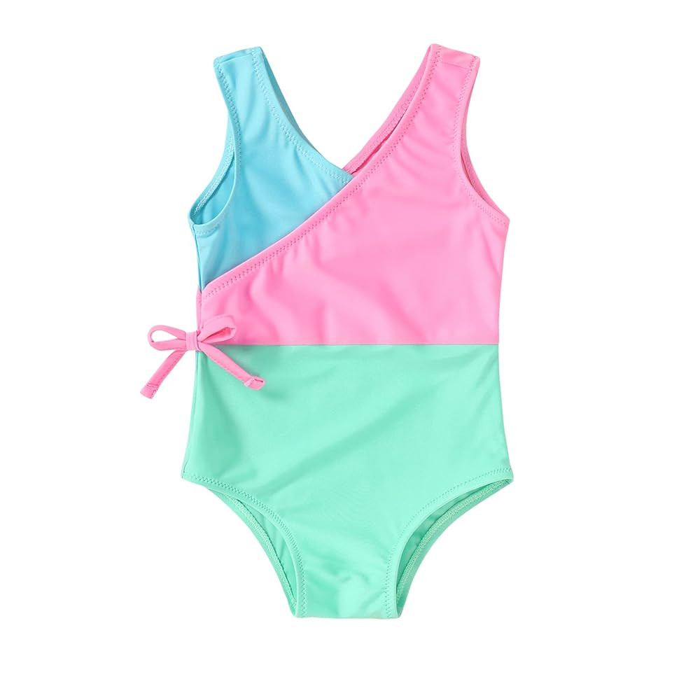 YOUNGER TREE Toddler Girl One Piece Swimsuit Color Block Stripe Swimwear Summer Beach Bathing Sui... | Amazon (US)