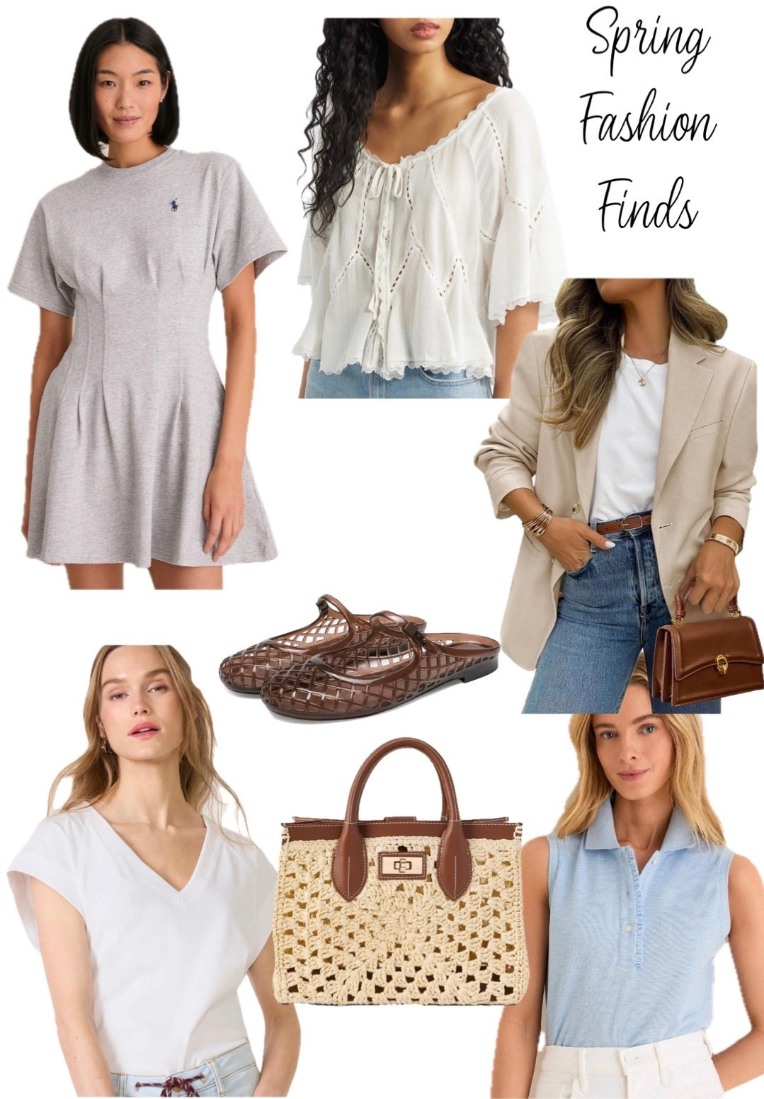 Spring fashion finds! 
V-neck white T-shirt
Spring handbag
Summer handbag
Slide on jellies
Linen blazer
Flowy white blouse
Casual mini dress

#LTKdayinmylife #LTKgrwm #LTKOver40