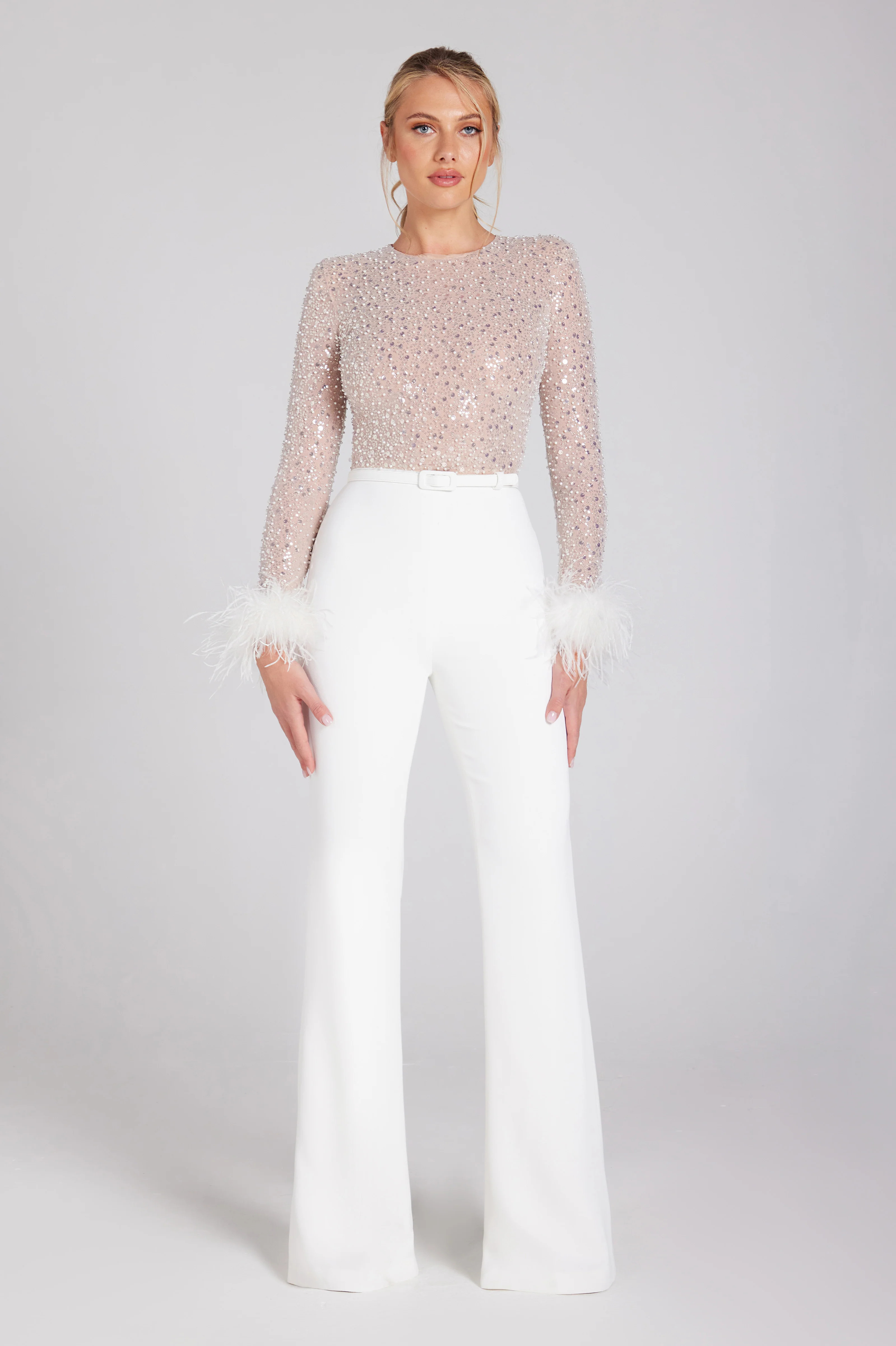 Amelia White Jumpsuit | Nadine Merabi