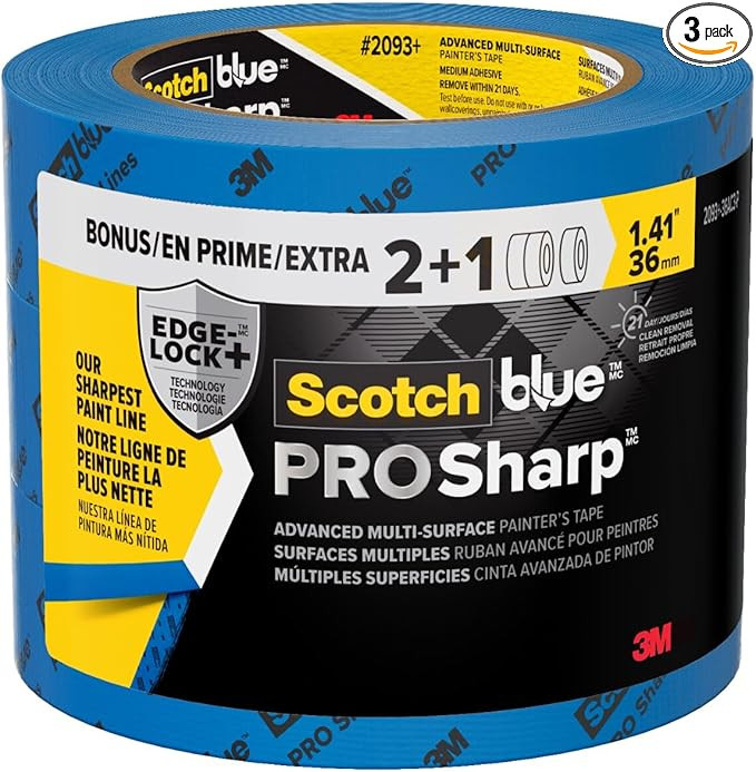 ScotchBlue PROSharp Painter's Tape 1.5 Inch Wide (1.41 in x 60 yd) 3 Rolls Blue Tape Protects Sur... | Amazon (US)