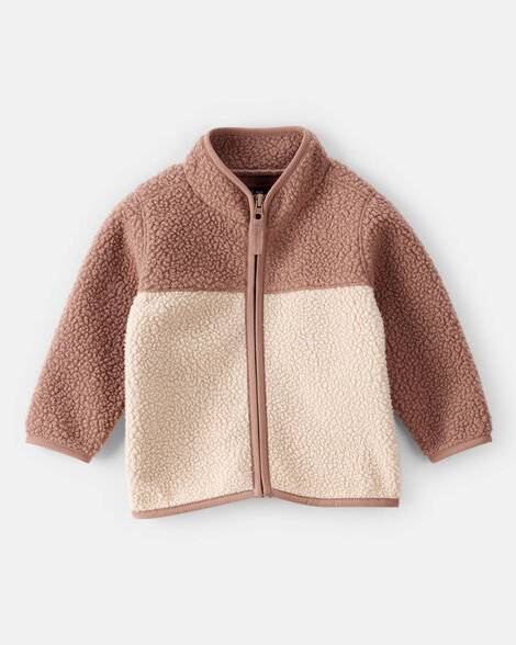 Baby Boy Color Block Microfleece Zip-Up Jacket - Tan | Carter's Inc
