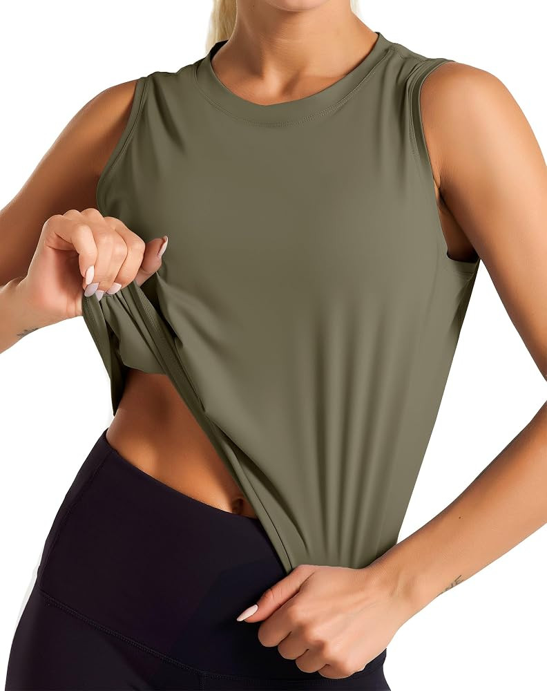 Dragon Fit Women Sleeveless Yoga Tops Workout Cool T-Shirt Running Short Tank Crop Tops | Amazon (US)