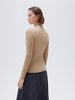 SUUKSESS Women Cashmere Turtleneck Long Sleeve Shirt Fitted Fall Basic Thermal Tops Fall Fashion | Amazon (US)