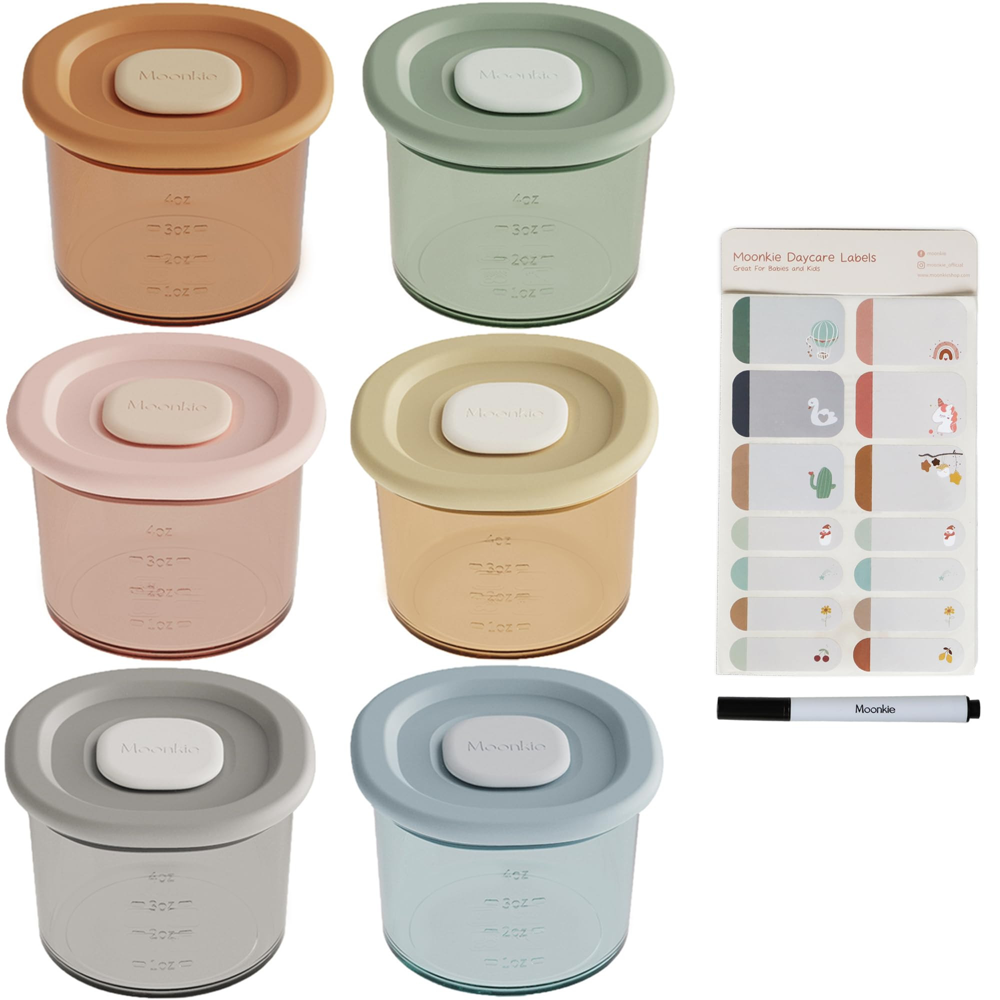 Moonkie Recipientes de silicona para alimentos para bebés | Tarros de almacenamiento de alimento... | Amazon (US)