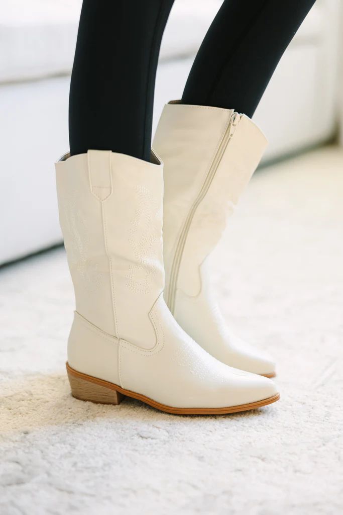 Girls: On Your Way Cream White Boots | The Mint Julep Boutique