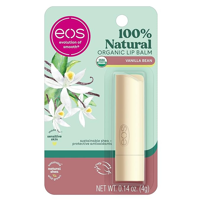 eos 100% Natural & Organic Lip Balm Stick- Vanilla Bean | Dermatologist Recommended for Sensitive... | Amazon (US)