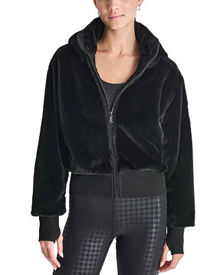 Women's Faux-Fur Zip-Front Bomber Jacket | Macy's