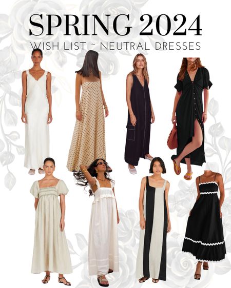 Spring 2024 dresses, spring neutral dresses, vacation style, vacation dresses, black and white dresses, old money dresses, old money style, spring 2024 style, spring 2024 trends

#LTKstyletip #LTKSpringSale #LTKSeasonal