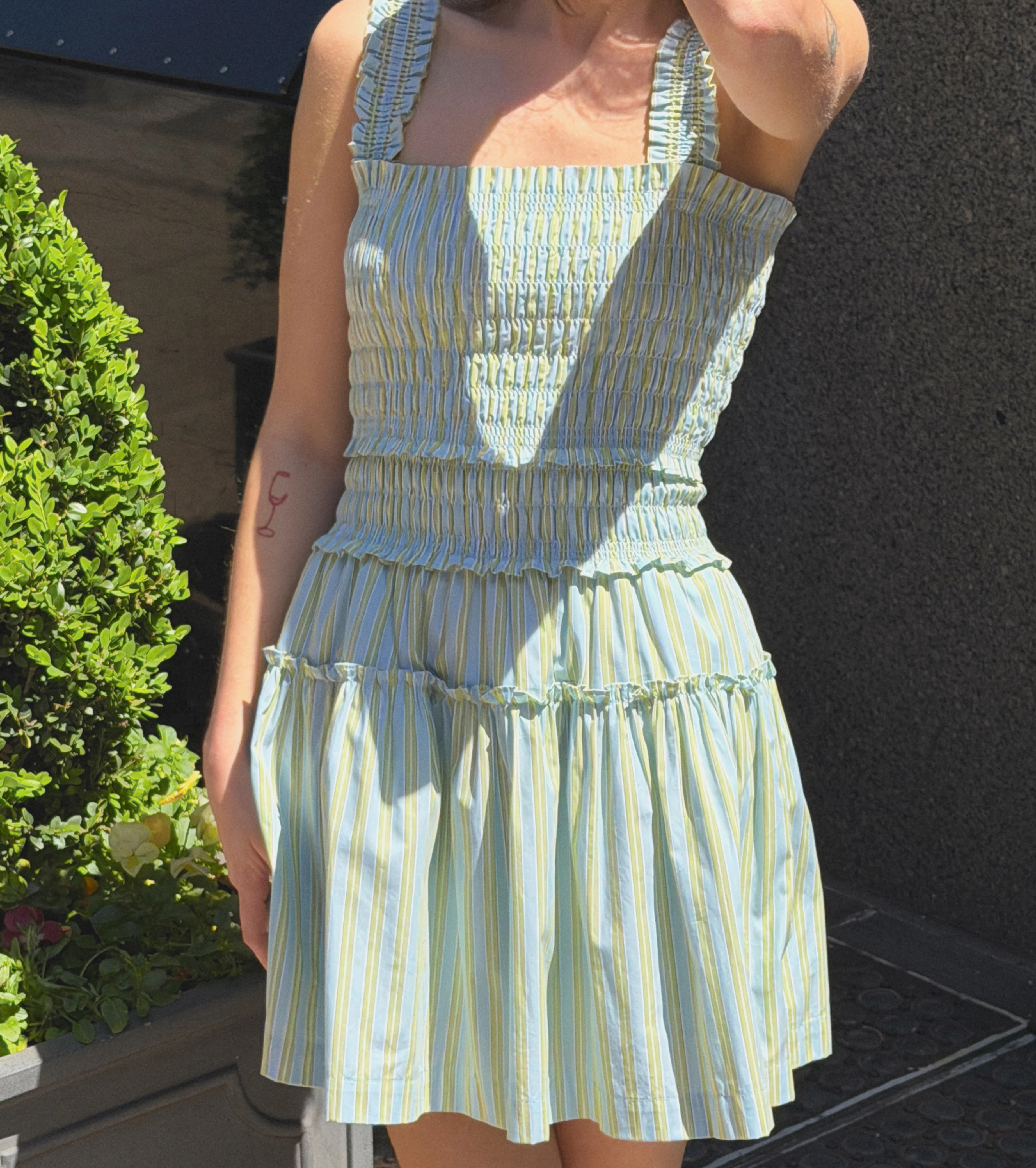 The Azalea Mini Nap Dress | Blue/Green Stripe / M | ® | Hill House Home | Hill House Home US
