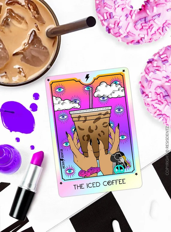 Coffee Tarot Card Holigraphic Sticker the Iced Coffee Tarot - Etsy | Etsy (US)
