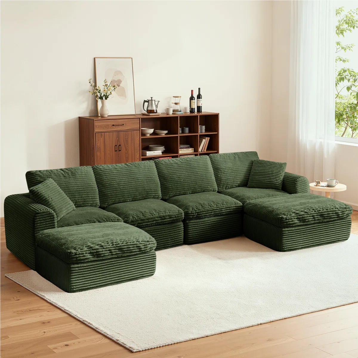 137" Cloud Couch for Living Room, Modular Sectional Sofa with Plush Corduroy U Shaped Big Comfy U... | Wayfair North America