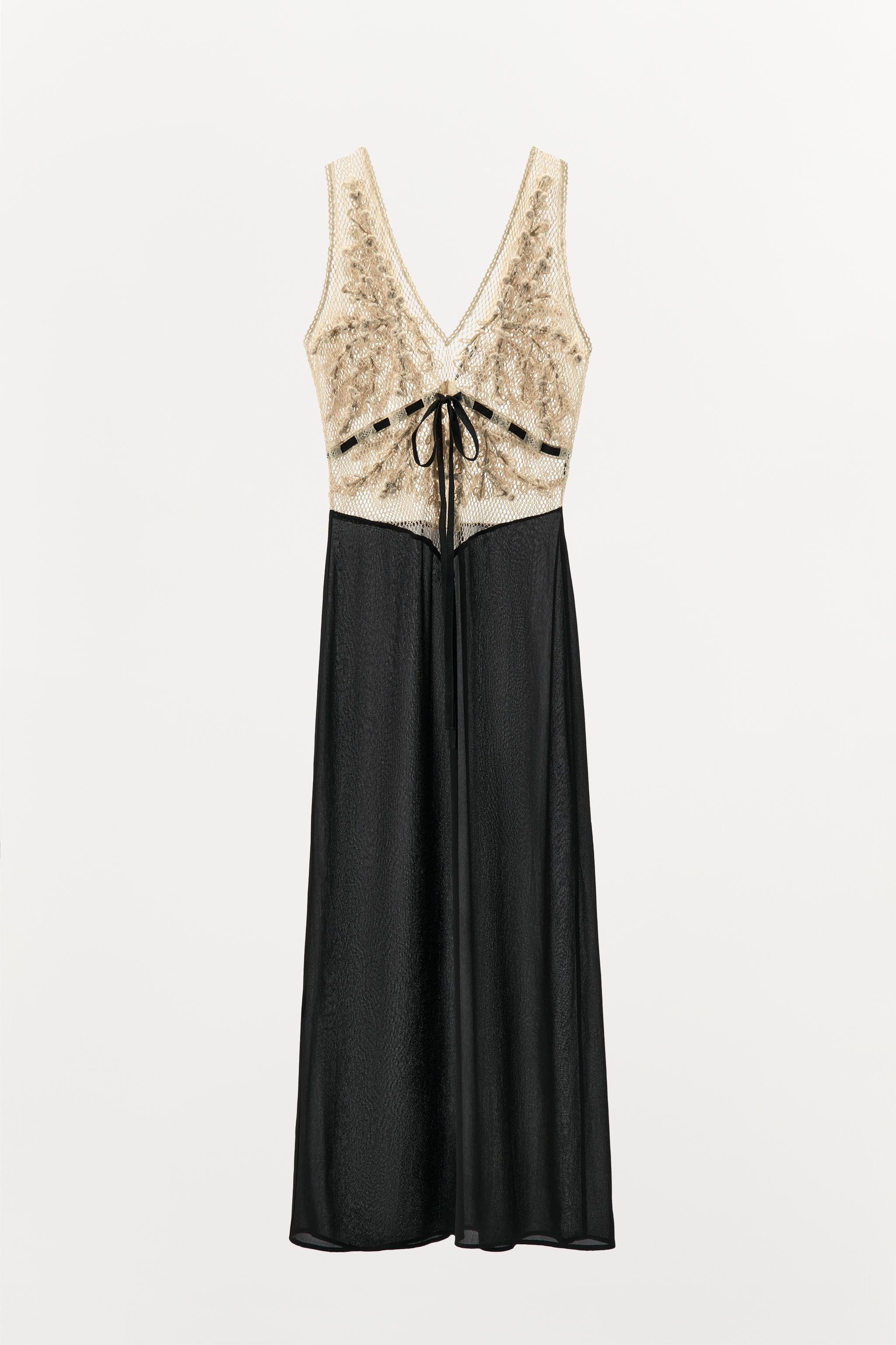 BEADED TEXTURED COMBINATION DRESS | Zara US