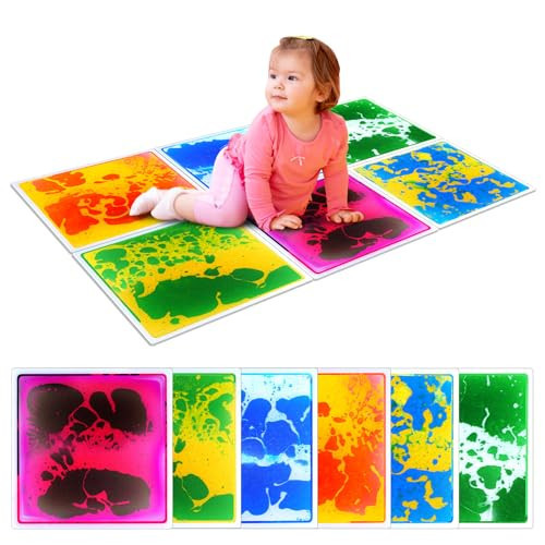 Sensory Floor Tiles for Kids Toddlers: 6 Pack Liquid Play Mats, 12"x12" Squares Autism Sensory Puzzle Pad, Lava Tiles Games Dance Step Pads, Preschool Classroom Montessori Gross Motor Daycare Toys | Amazon (US)