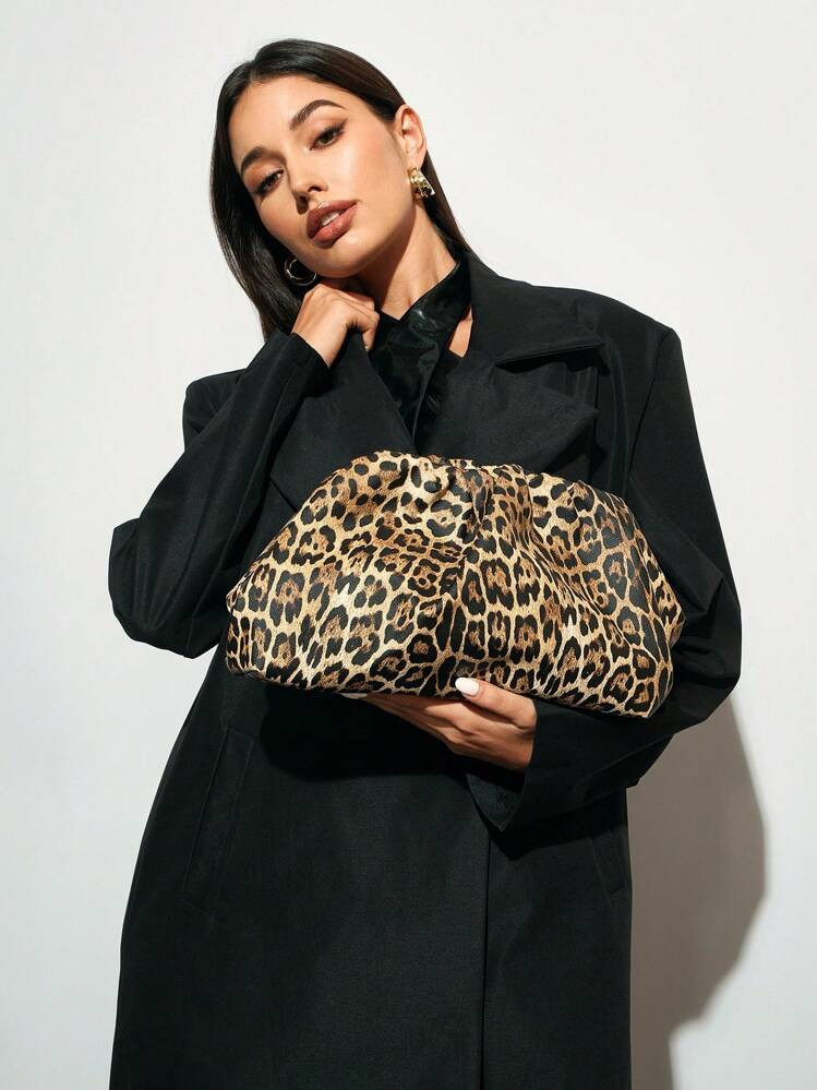 SHEIN SXY Ladies, Women Clutch, Fashionable, Elegant, Simple, Personalized, Versatile, Classic, Leopard Print, Animal Print, For Commute, Office, Date, Daily, Shopping, Afternoon Tea | SHEIN