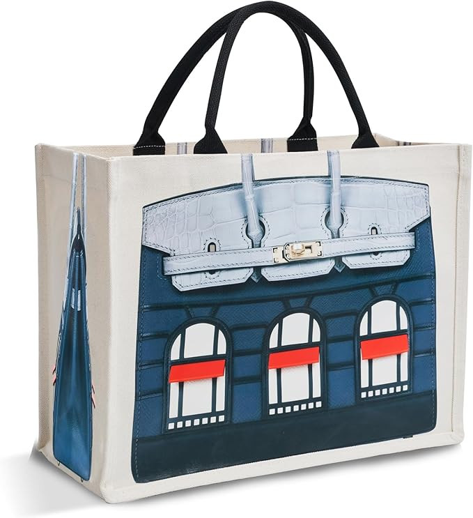 16oz Sturdy Canvas Tote Bag for Women, Luxury Illusion Print Handbag, Unique Bridesmaid Gift & Wo... | Amazon (US)