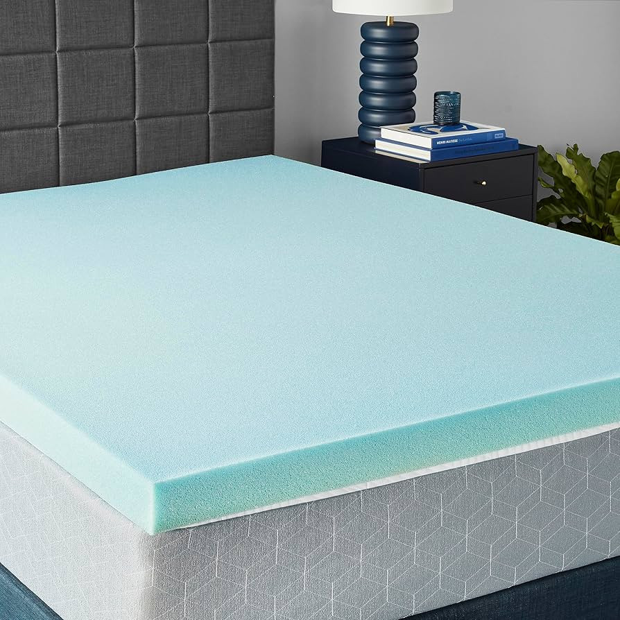 Amazon Basics Cooling Gel-Infused Memory Foam Mattress Topper, CertiPUR-US Certified, 3 Inches, Q... | Amazon (US)