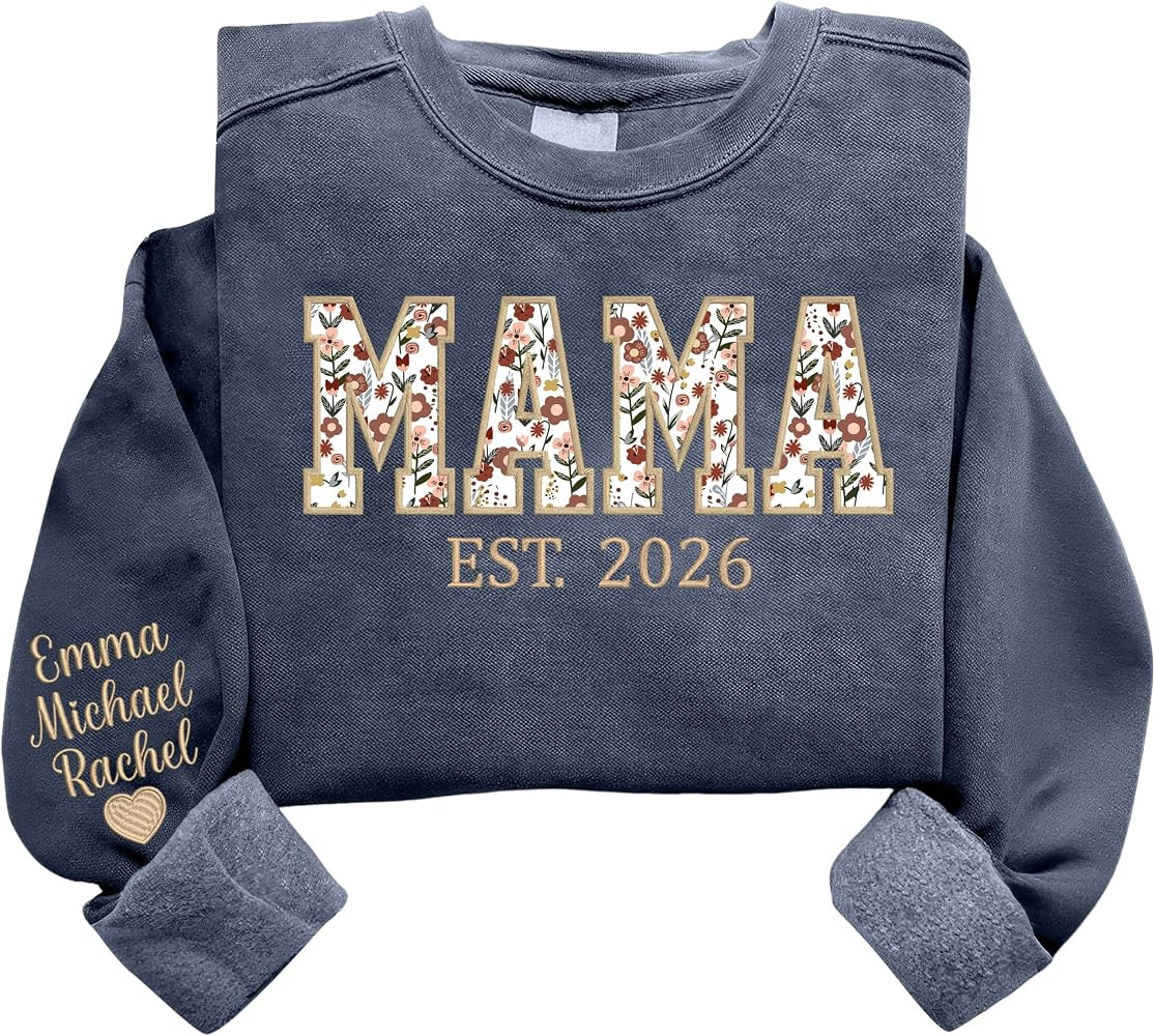 Sudadera con capucha bordada personalizada para mujer, camisa personalizada con apodo para mam\u0... | Amazon (US)