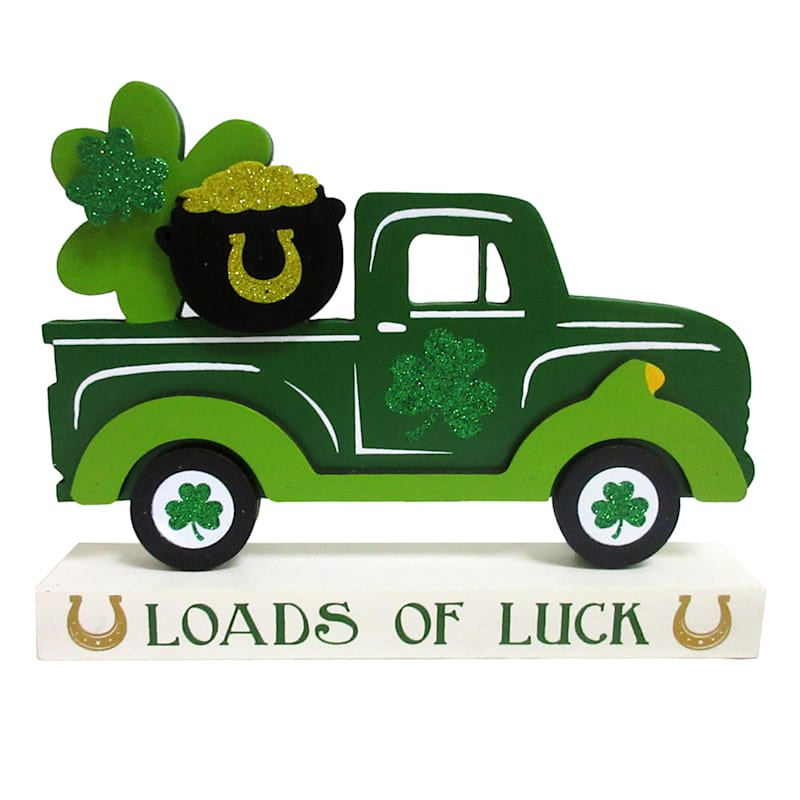 St Patrick's Loads of Luck Truck Wooden Table Sign, 10" | At Home