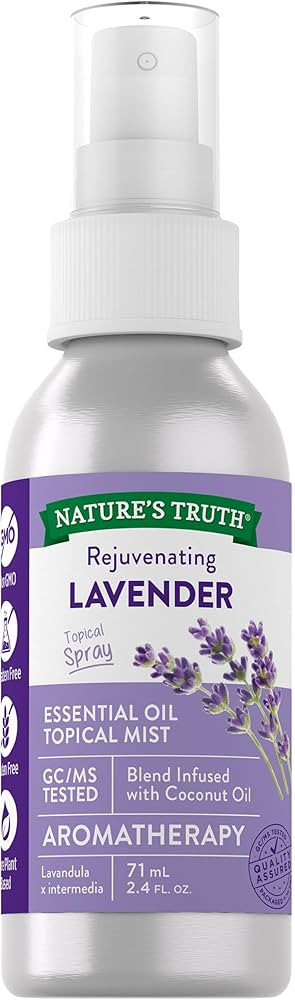 Nature's Truth Lavender Essential Oil Spray | 2.4 fl oz | for Room Aroma Mist, Topical Use, & Yog... | Amazon (US)