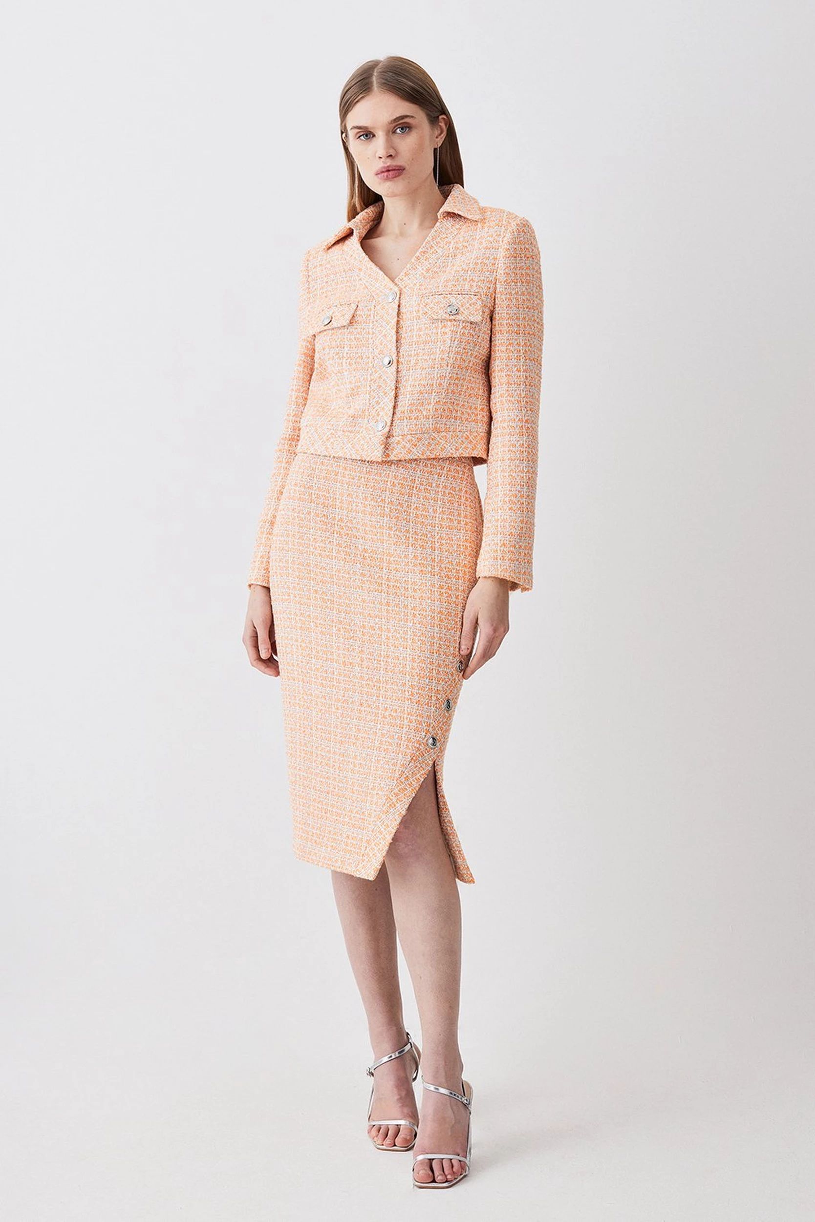 Tweed Wrap Detail Midiaxi Skirt | Karen Millen US
