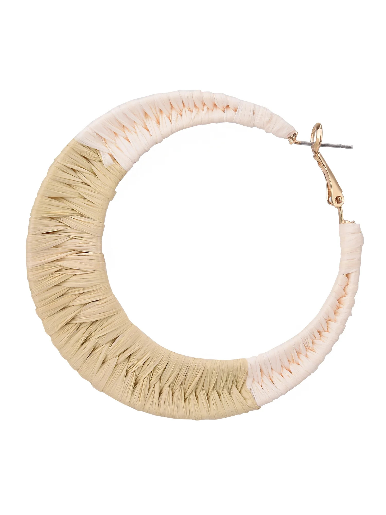 Time and Tru Female Adult Gold-Tone Natural Tone Raffia Hoop Earring | Walmart (US)