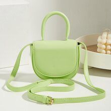 Mini Saddle Bag Fashionable Green Top Handle Flap PU | SHEIN