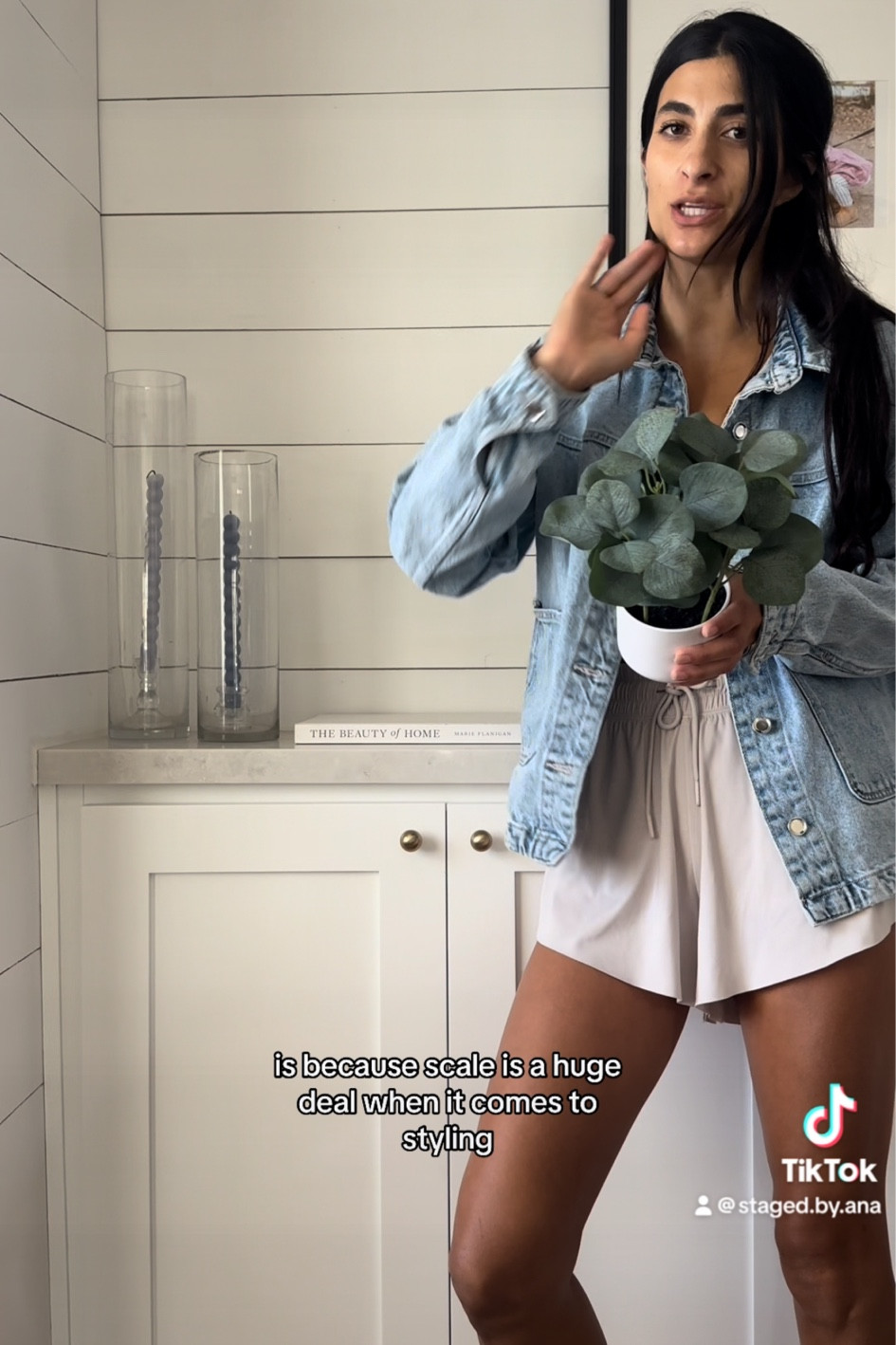 Running shorts from tiny plant video. Sorry can’t link the Jean jacket it’s Zara! 