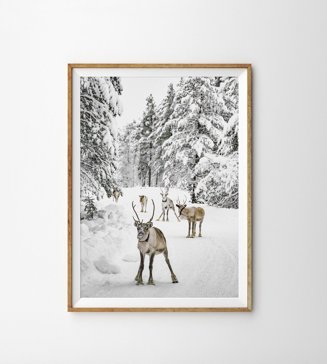 Reindeer Print Winter Wall Art Prints Nordic Christmas Printable Art Instant Download Snow Covere... | Etsy (US)
