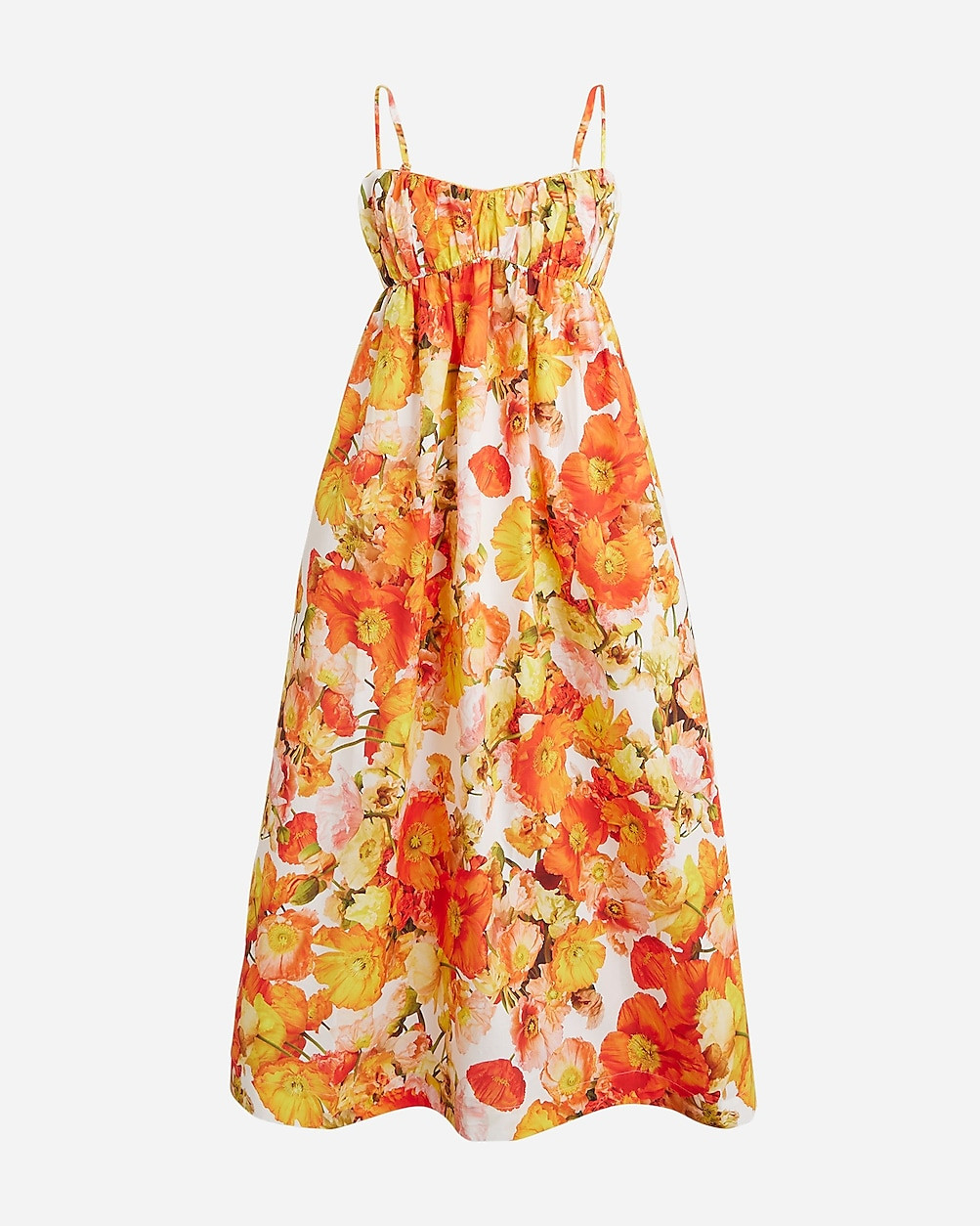 newEmpire-waist midi dress in floral cotton poplin$148.00Orange PoppiesSelect a sizeXX-SmallX-Sma... | J. Crew US