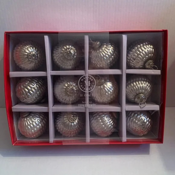 Martha Stewart Ornaments 12 Silver Mercury Glass Embellished Christmas Ornaments | Poshmark
