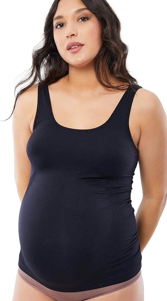 Ingrid & Isabel Basics Belly Support Cami, Maternity Seamless Tank Top, Black | Amazon (US)