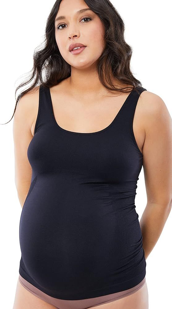 Ingrid & Isabel Basics Belly Support Cami, Maternity Seamless Tank Top, Black | Amazon (US)