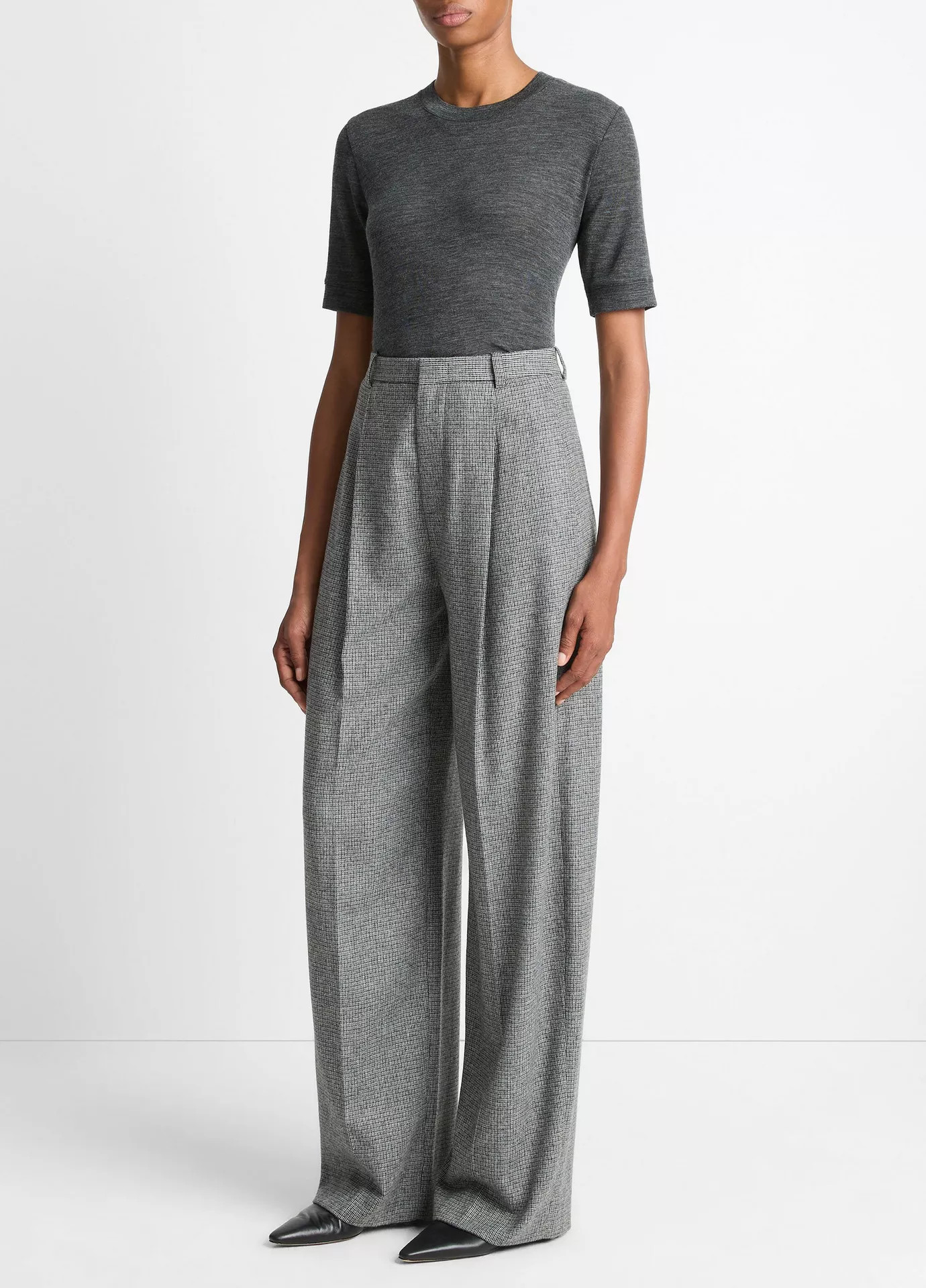 Roma Check Italian Wool-Blend High-Waist Trouser | Vince LLC