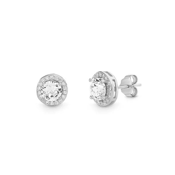 Lesa Michele New York - Lesa Michele Faceted Crystal Round Halo Earring in Sterling Silver made w... | Walmart (US)