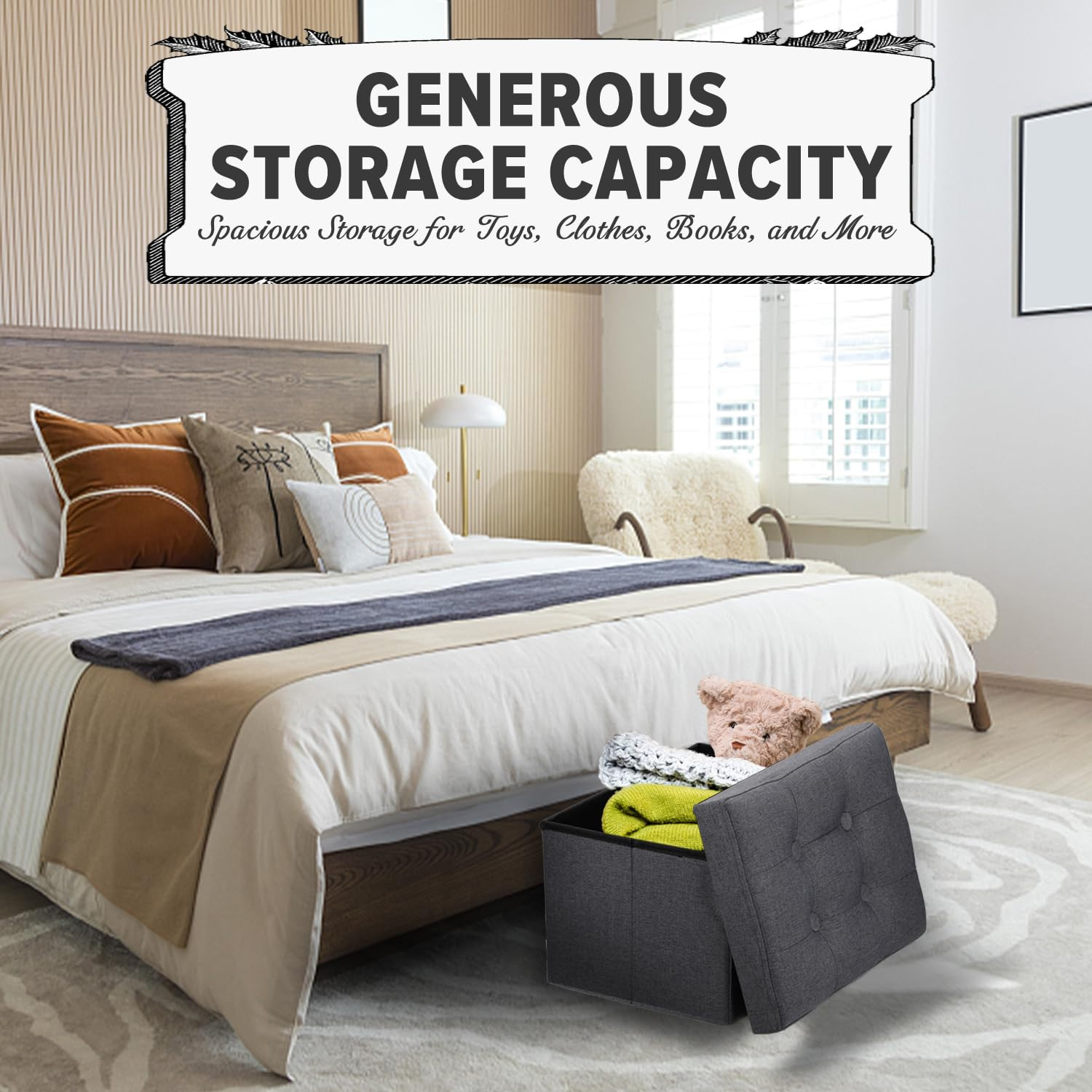 LINMAGCO Ottoman Storage Ottoman with Storage Small Foot Rest Stool Under Desk Stool Short Foldin... | Amazon (US)